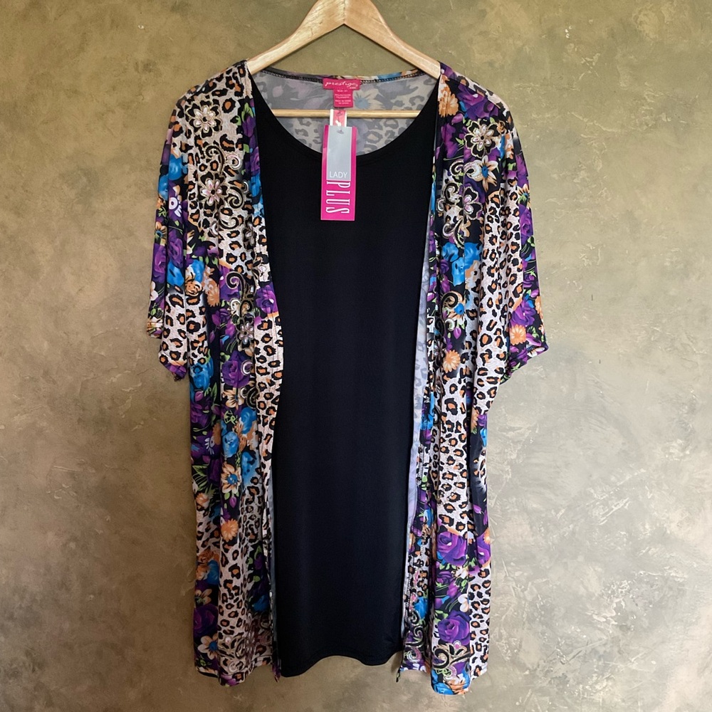 Prestige Edge Floral and Leopard Print Longline Fooler Top